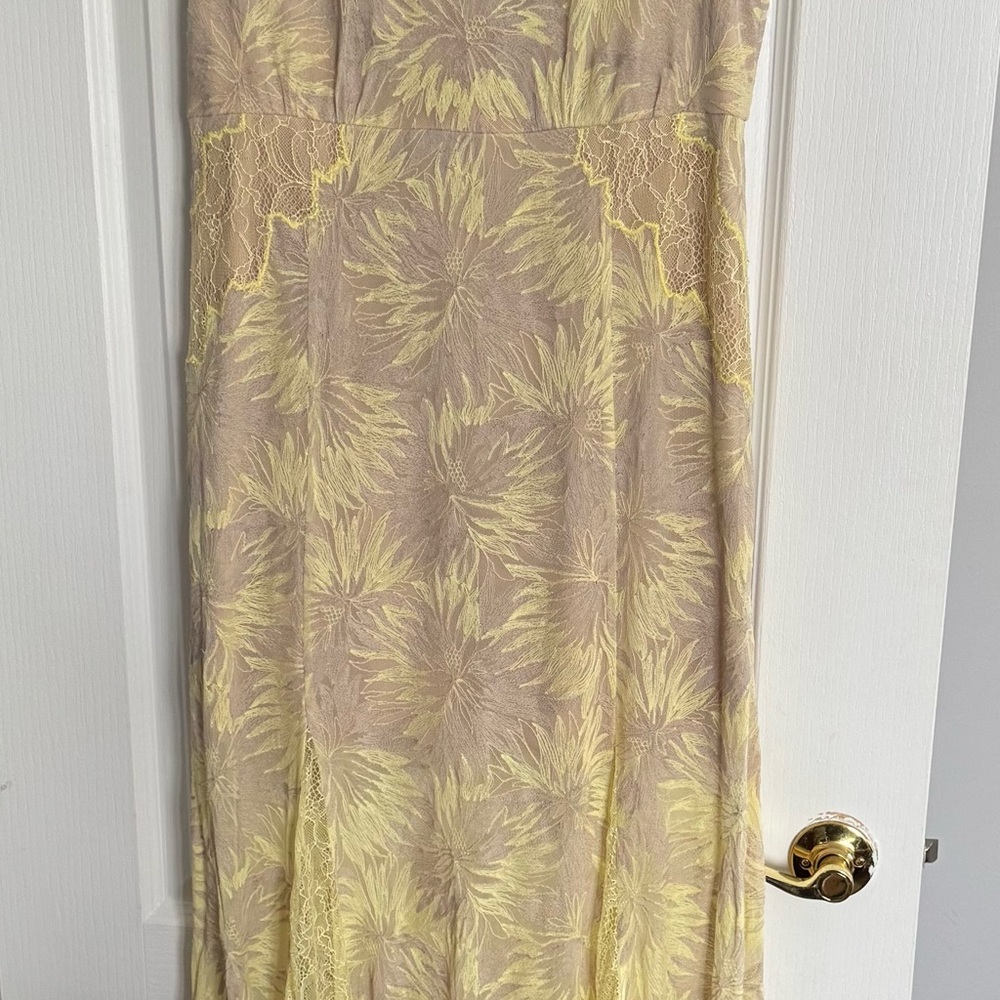BCBG Yellow Floral Lace Prom Dress - Picture 8 of 10